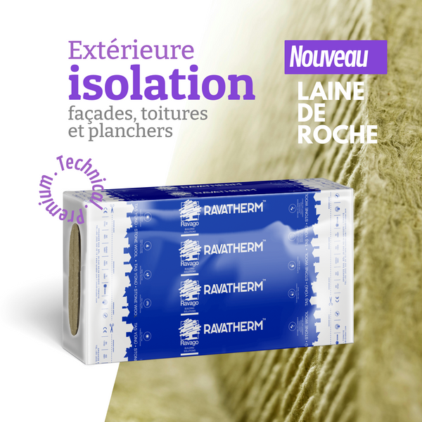 RAVATHERM® ETICS Stone Wool Board – Panneau de laine de roche - isolation thermo-accoustique et coupe-feu pour façades