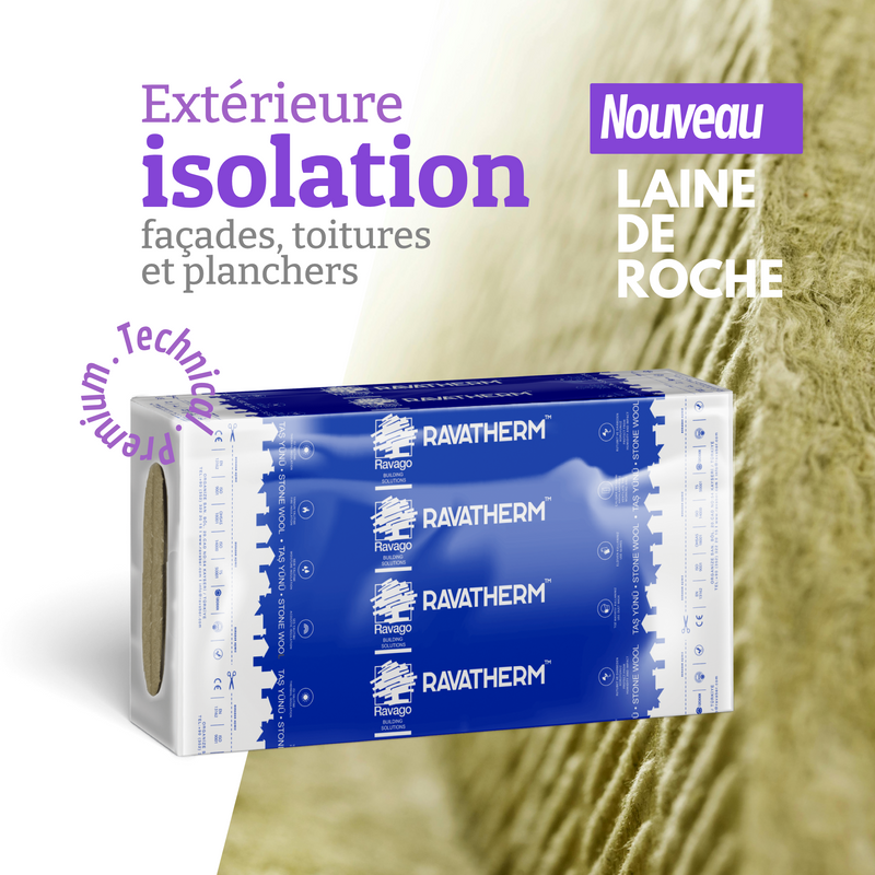 RAVATHERM® ETICS Stone Wool Board – Panneau de laine de roche - isolation thermo-accoustique et coupe-feu pour façades