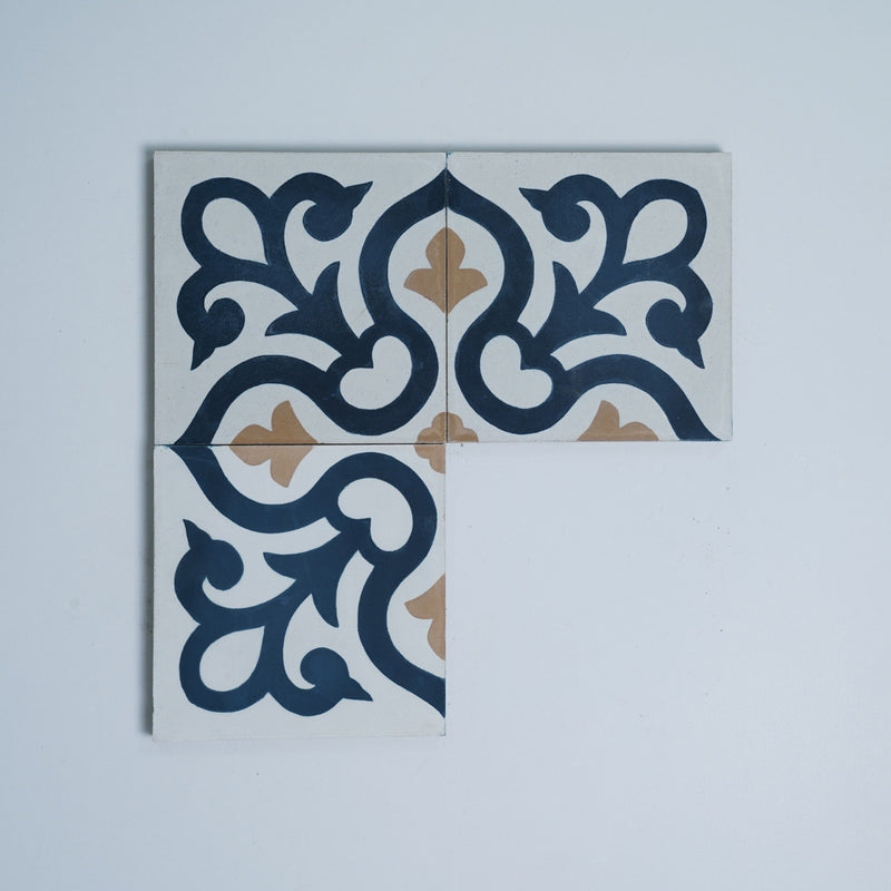 Carreau de ciment - Atlantis bleu ref. 0265212M pack 12 pièces - tiline - Revêtement Maroc