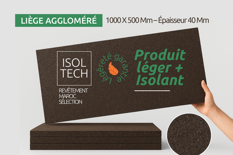 plaque de liège aggloméré 1000 x 500 mm – Épaisseur 40 mm