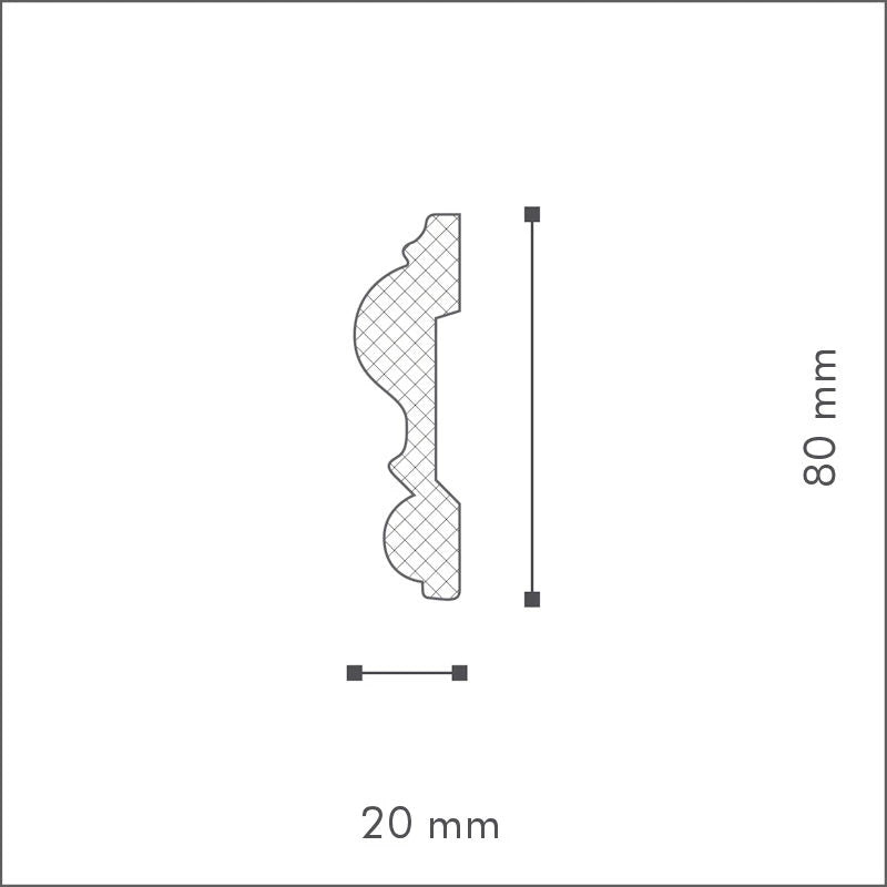 Z13 Moulure Flexible PU - 2000 x 80 x 22 mm - Premium