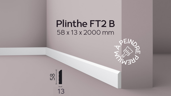 Plinthe SQUARE FT2-b à peindre polymère - 58 x 13 x 2000 mm