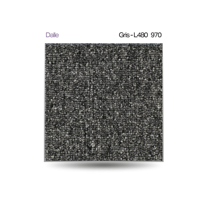 Moquette en dalle plombante Bouclée GRIS 50x50cm L480-970 - Revêtement Maroc