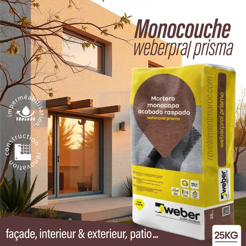 Revêtement monocouche Weberpral Prisma finition au choix 25kg