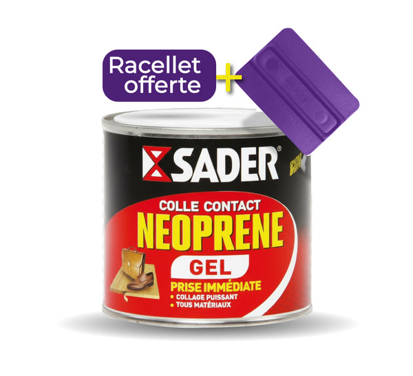 Kit Colle contact néoprène gel Sader 500ml + Raclette essentielle - Revêtement Maroc